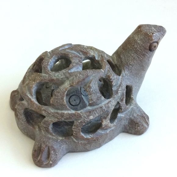 Dainty Hand Carved Turtle within a Turtle Stone Figurine / Sculpture - Picture 9 of 10